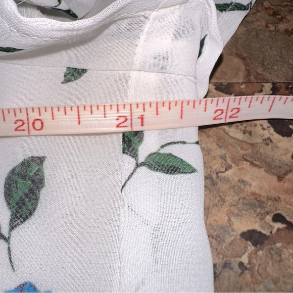 Ann Taylor White Spring Floral Chiffon Lined Short Sleeve Blouse V-neck w Scarf - Picture 6 of 9